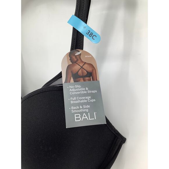 Bali Women's 38C Black One Smooth U Ultra Light Underwire Bra Convertible I6-17 - Picture 4 of 6
